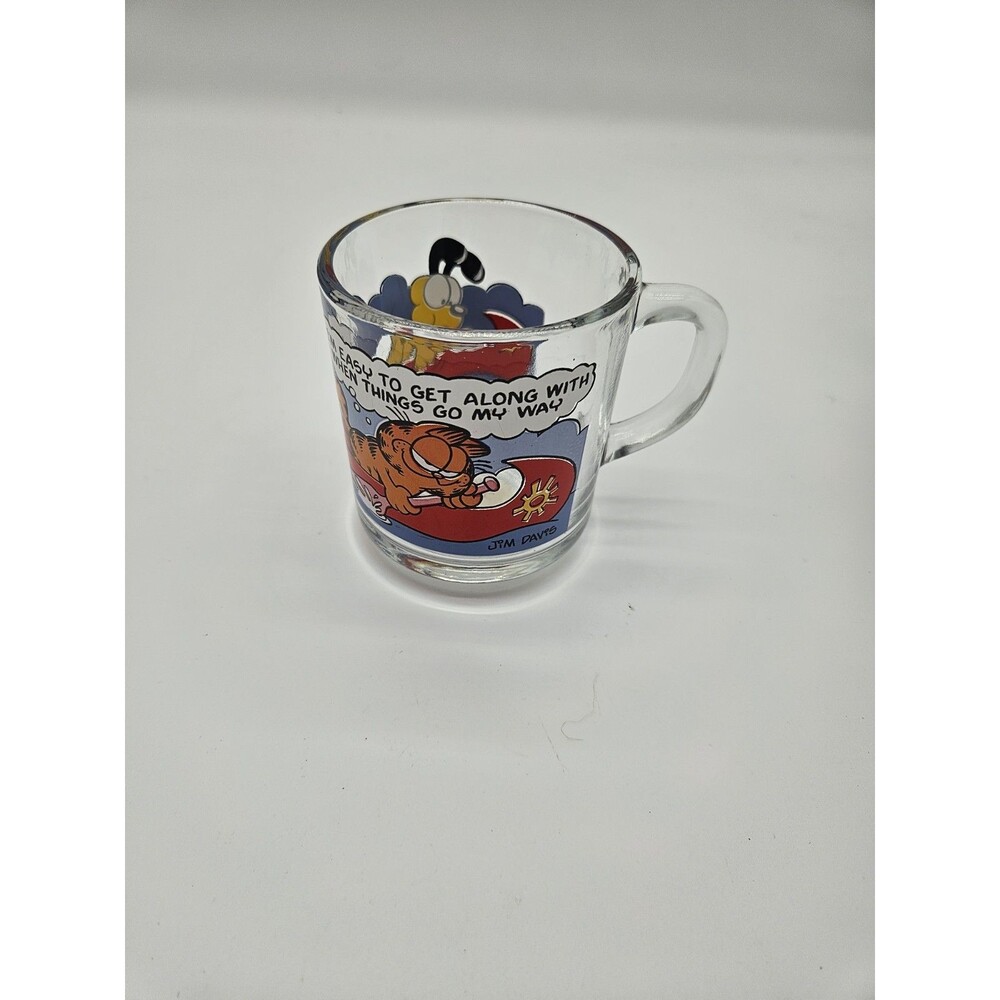 1978 Garfield Odie Boat Canoe McDonald's glass mug cup